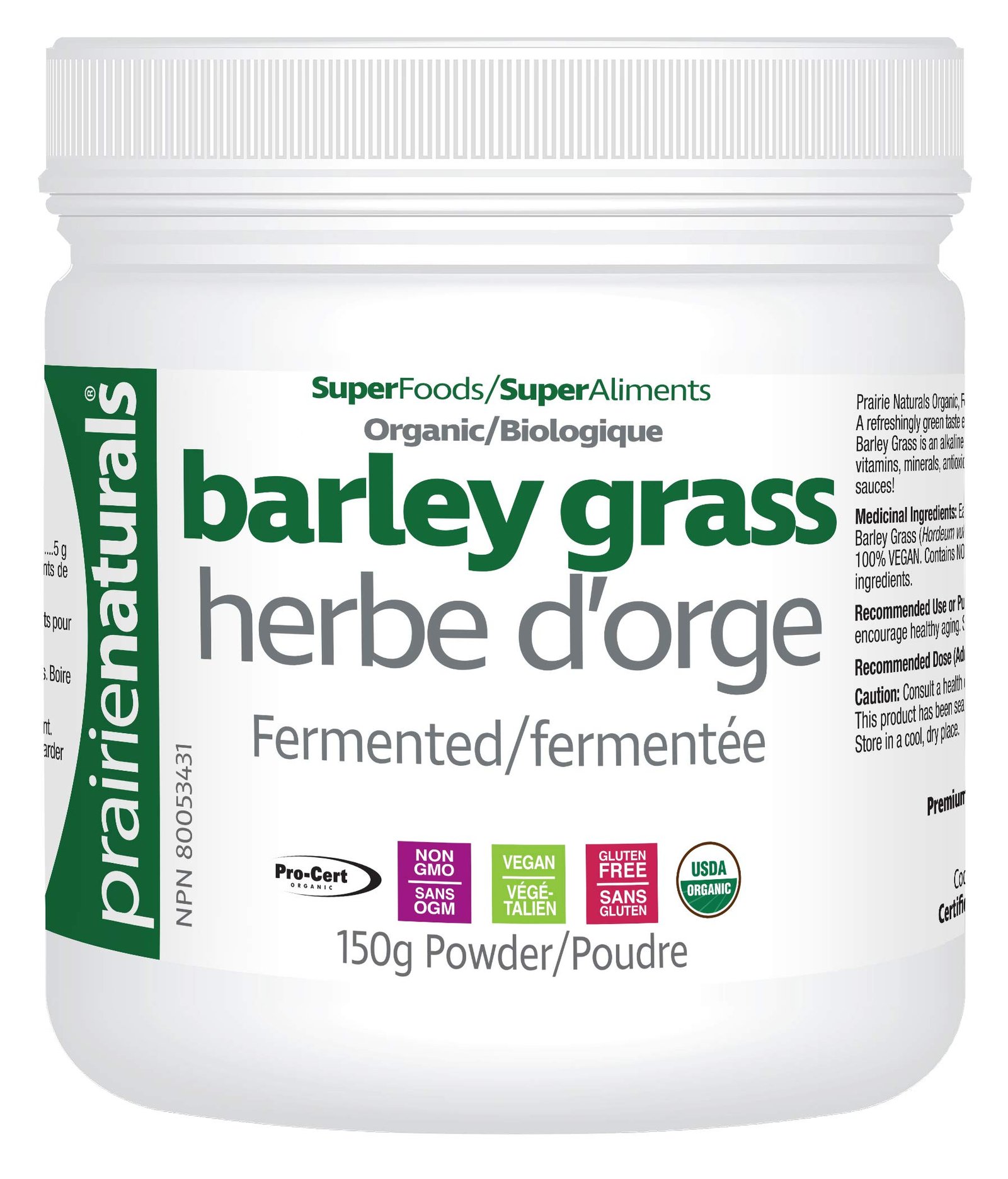 Prairie Naturals Organic Fermented Barley Grass Juice Powder, 5.3 Ounce
